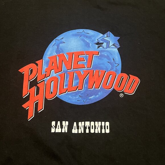 VTG Planet Hollywood Graphic T Shirt Adult LARGE Black Logo 1991 90s Movies - Picture 2 of 8
